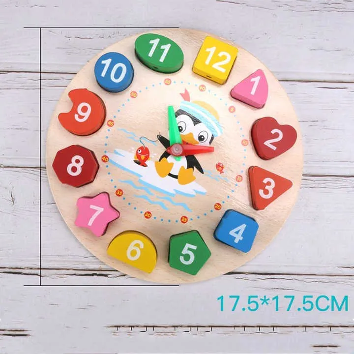 ساعة رقمية خشبية ألغاز على شكل منبه للأطفال . Wooden Digital Puzzle Alarm Clock for Kids