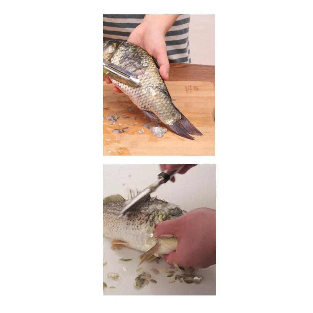 2 Fish Scaler Remover Scraper Seafood Cleaner Kitchen Plane Tool Peeler Gadgets