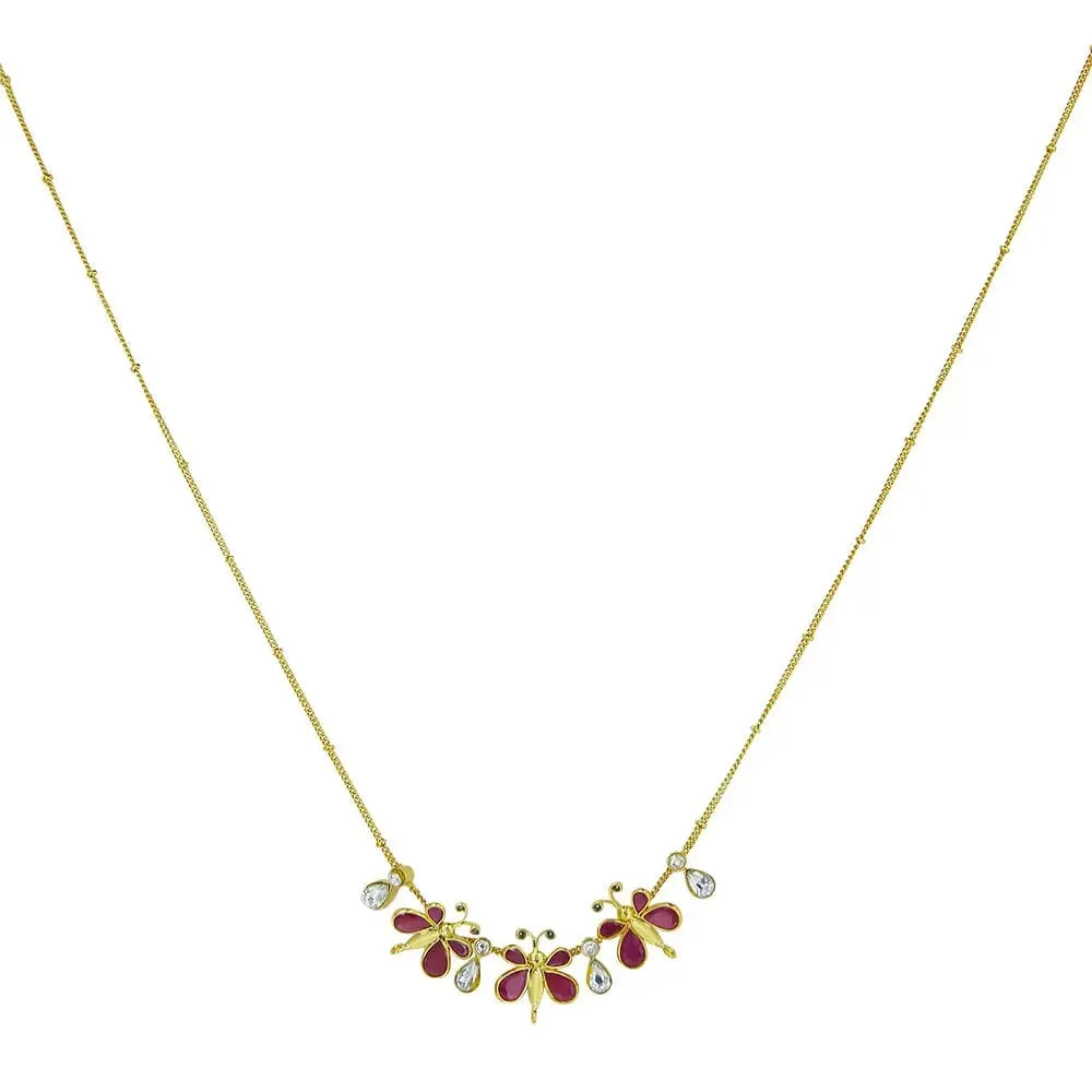 92.5 Silver Necklace With Three Butterfly Motifs