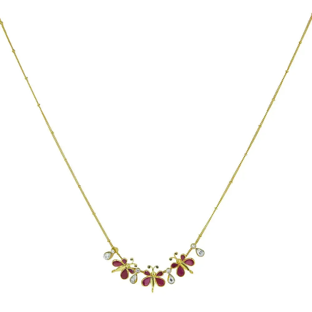 92.5 Silver Necklace With Three Butterfly Motifs