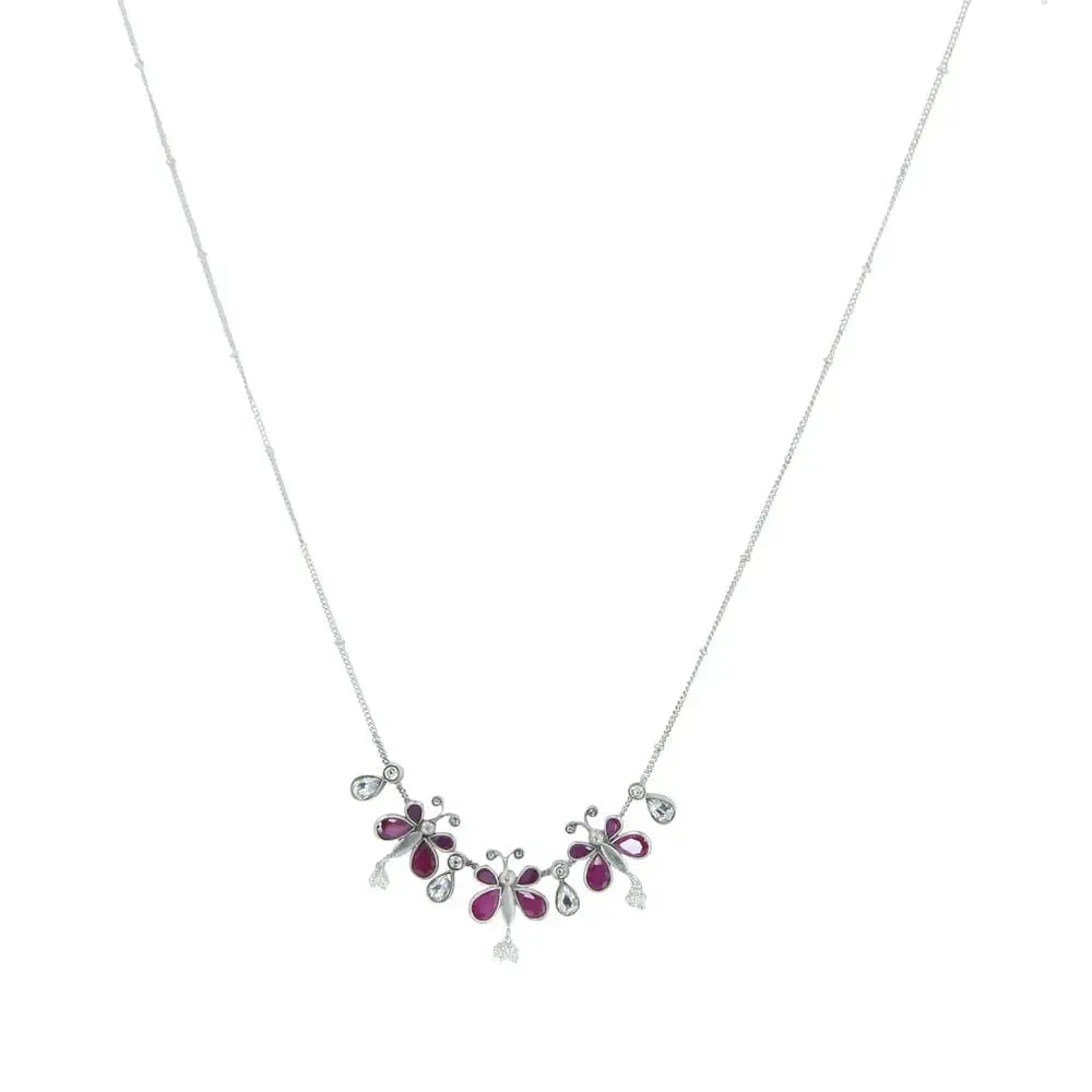 92.5 Silver Necklace With Three Butterfly Motifs