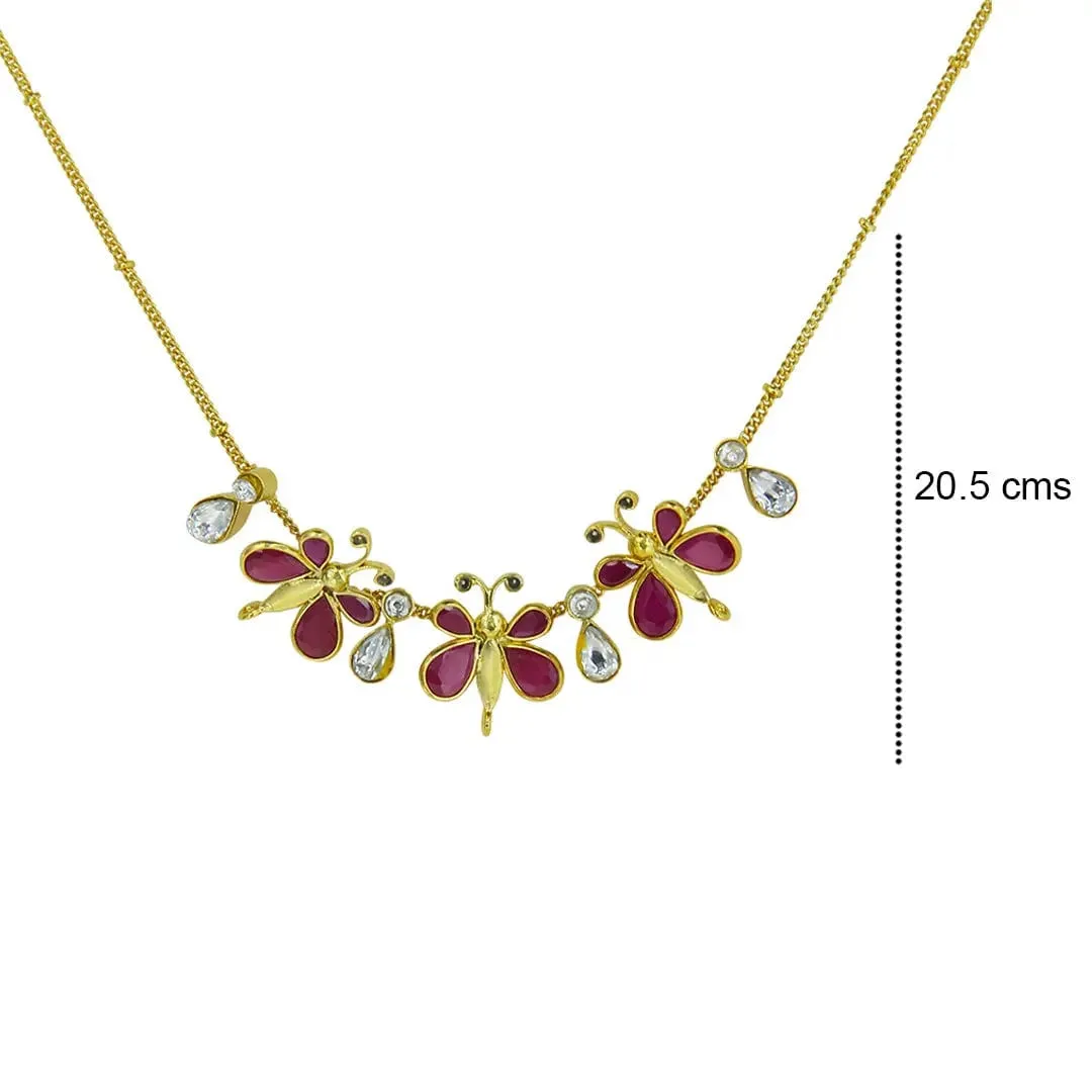 92.5 Silver Necklace With Three Butterfly Motifs