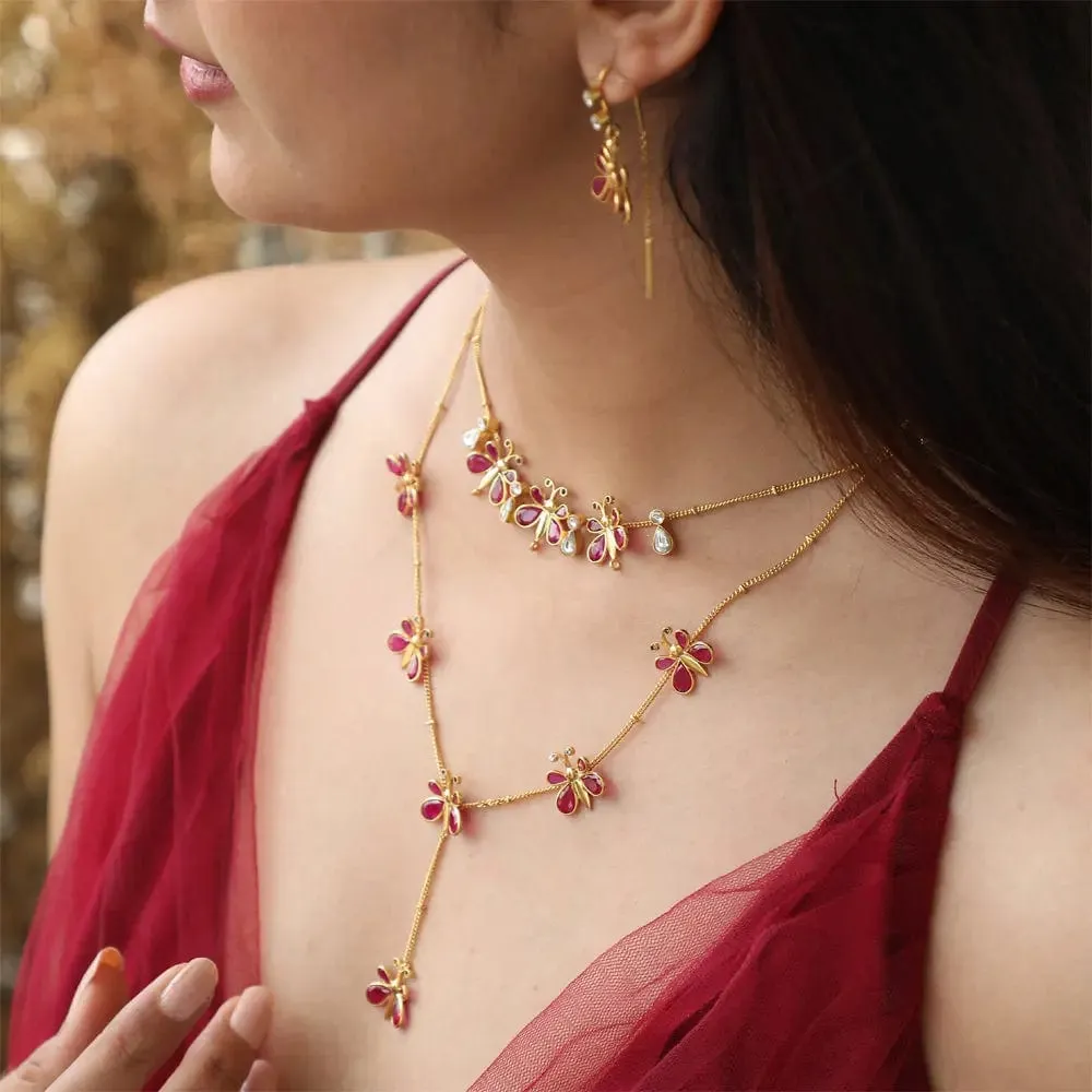 92.5 Silver Necklace With Three Butterfly Motifs
