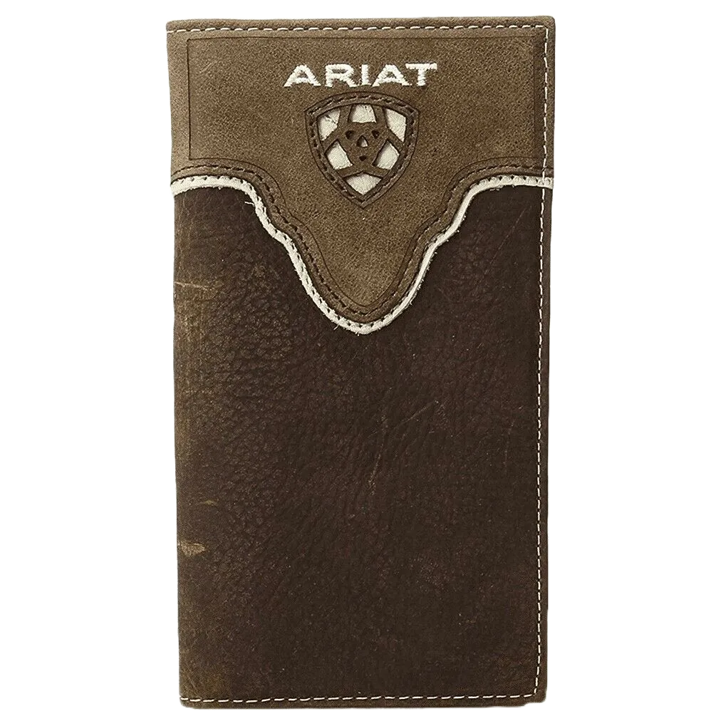 Ariat Distressed Brown Shield Inlay Rodeo Bi-Fold Wallet A3531244