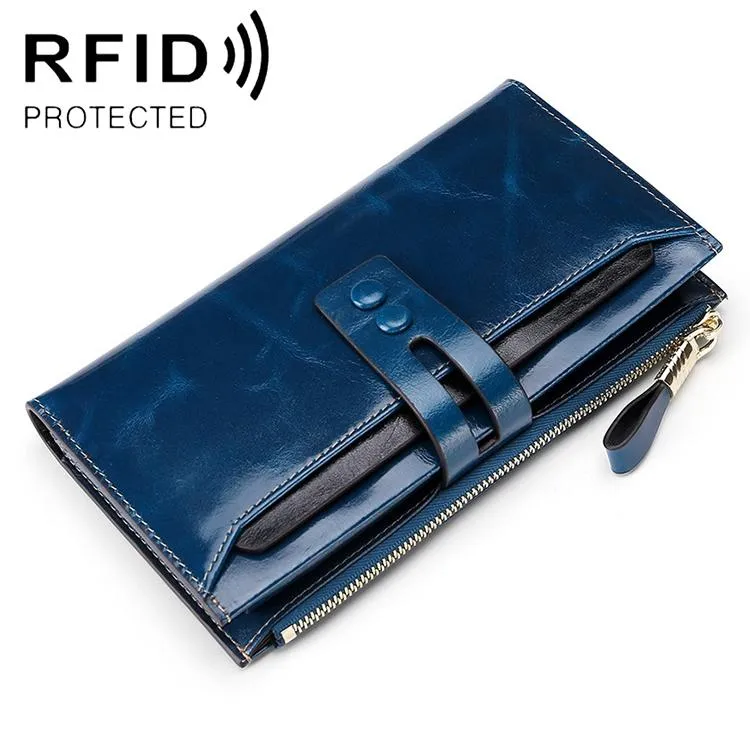 Detachable Card Holder Women Leather Wallet - Blue Rfid