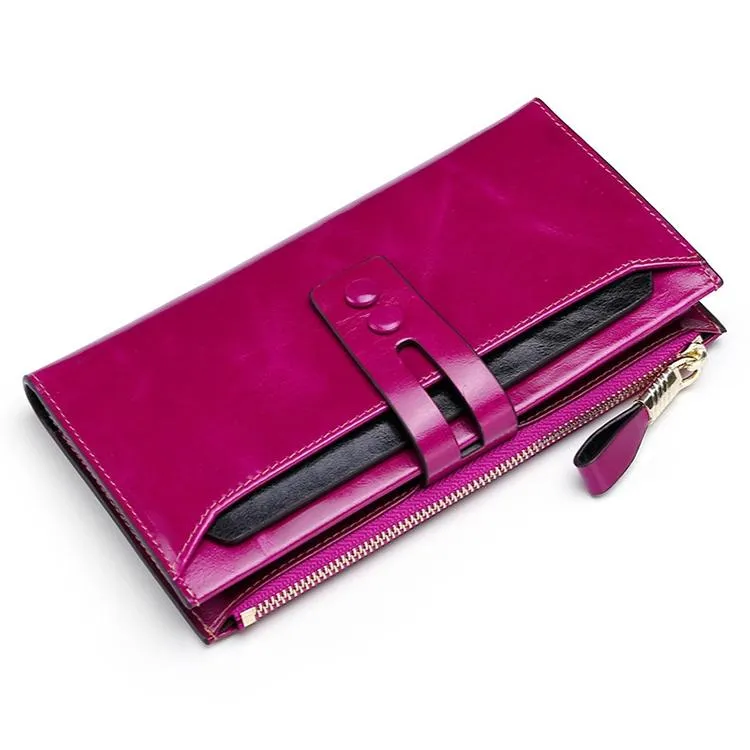 Detachable Card Holder Women Leather Wallet - Blue Rfid