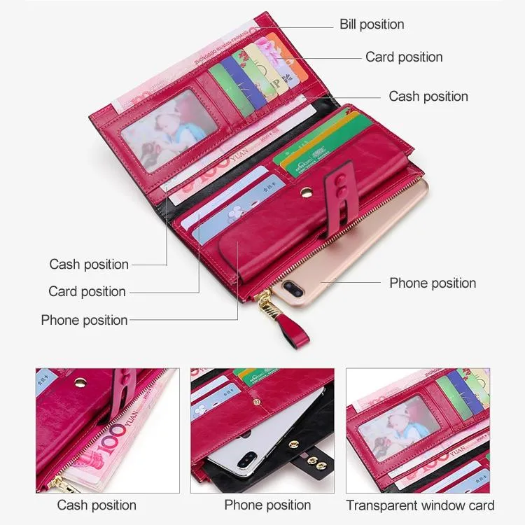 Detachable Card Holder Women Leather Wallet - Blue Rfid
