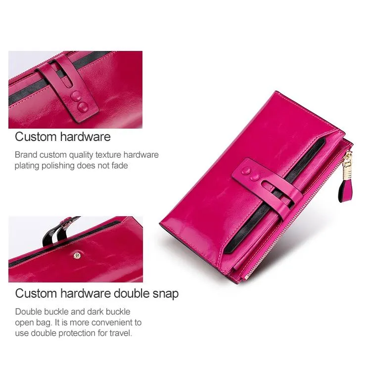 Detachable Card Holder Women Leather Wallet - Blue Rfid