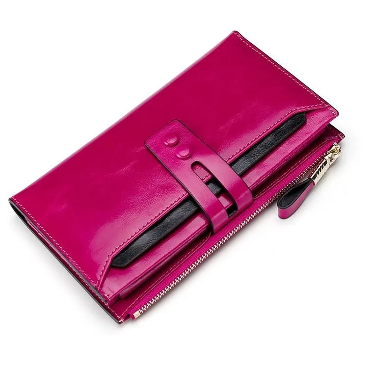 Detachable Card Holder Women Leather Wallet - Blue Rfid