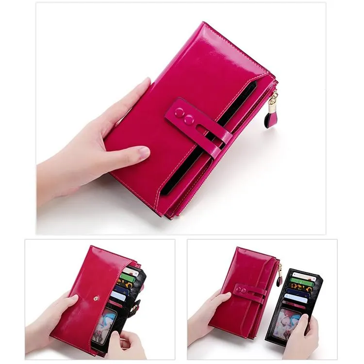 Detachable Card Holder Women Leather Wallet - Blue Rfid
