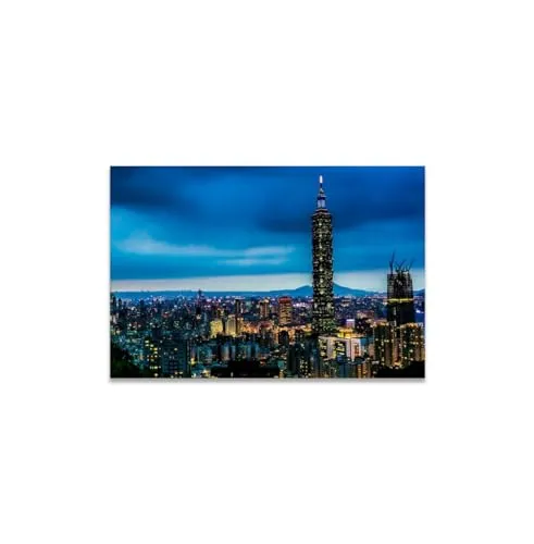 GADGETS WRAP Canvas Gallery Wrap Framed for Home Office Studio Living Room Decoration (14x11inch) - Taipei. Taiwan