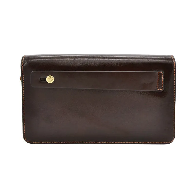 GENODERN Double Zipper Men Wallets with Phone Bag Vintage Genuine Leather Clutch Wallet Male Purses Large Capacity Men's Wallets