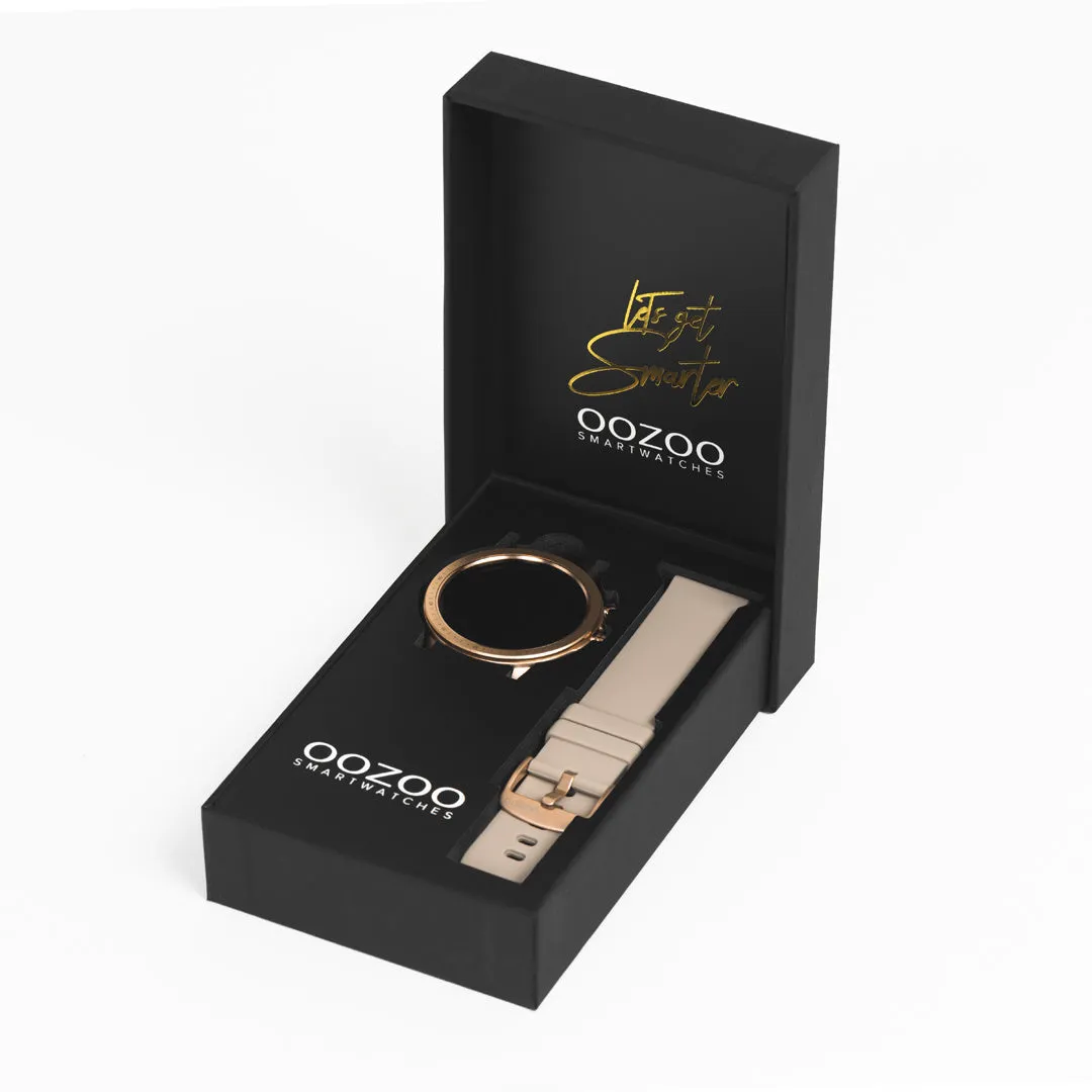 Gold coloured OOZOO smartwatch with raspberry pink rubber strap - Q00320