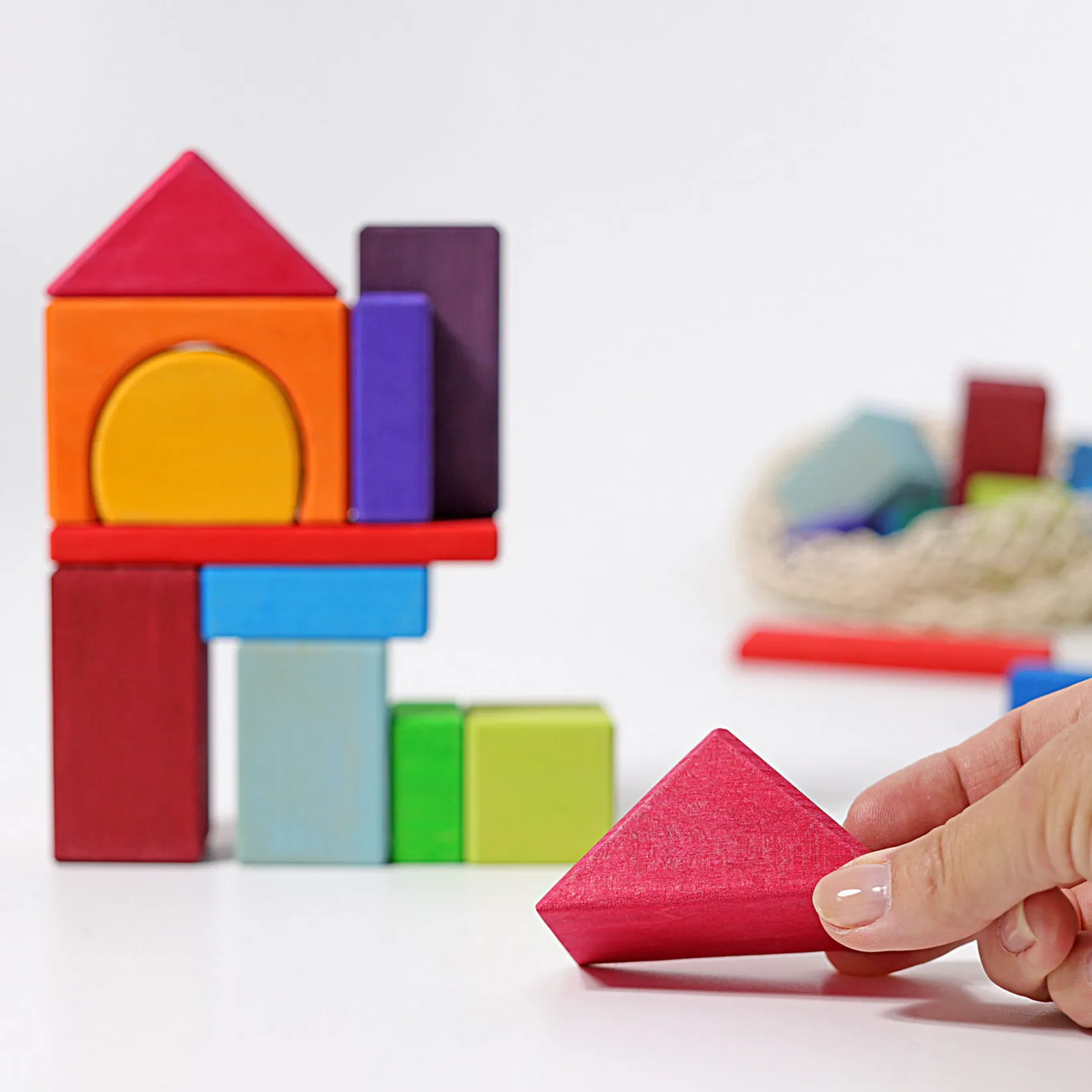 Grimm's 30 Colored Geo Blocks (in a bag)