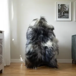 Icelandic sheepskin rug L - cream, black, grey,  210