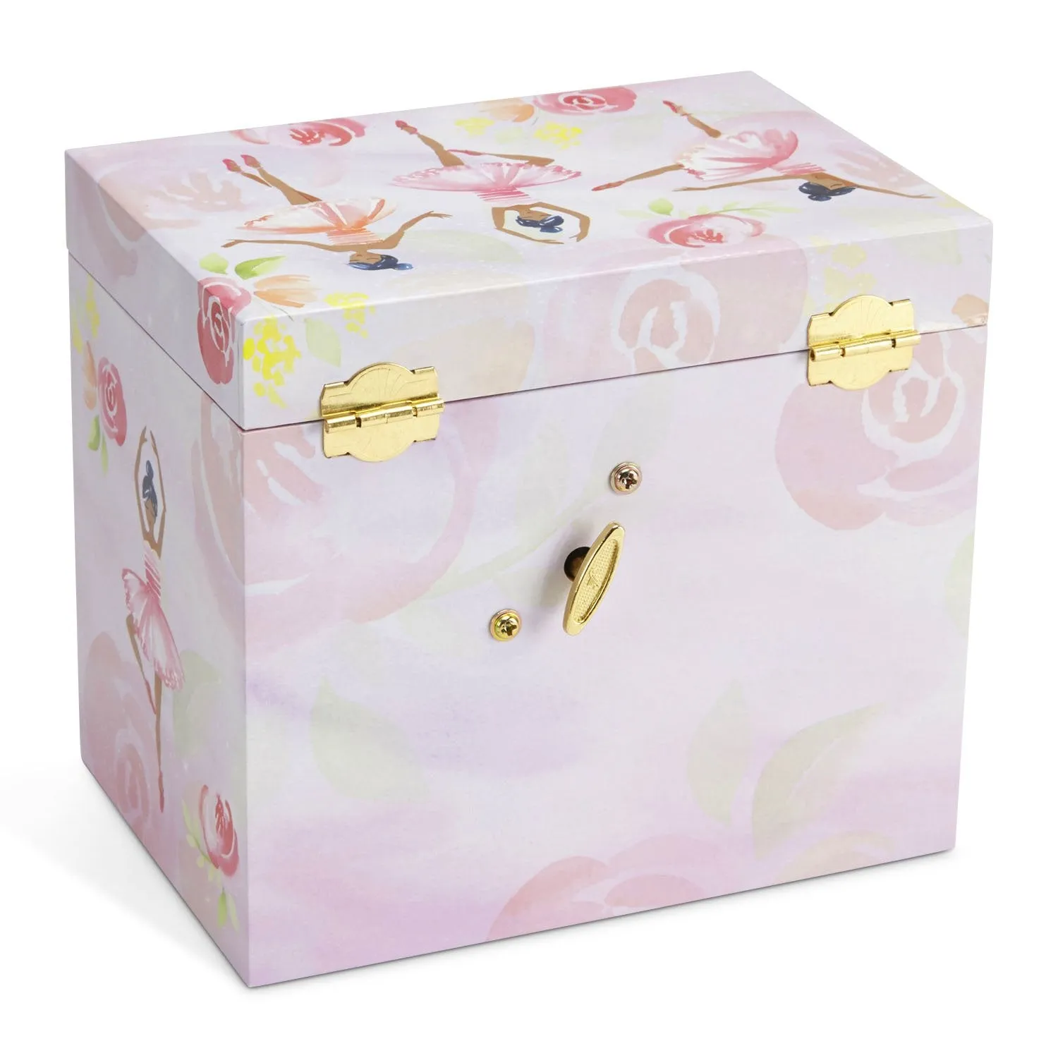 Jewelkeeper Ballerina and Roses Girl's Musical Jewelry Box, 2 Pullout Drawers, Swan Lake