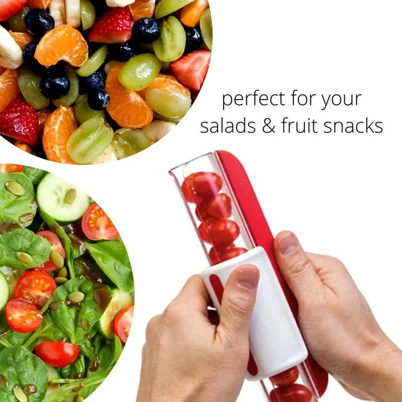 Manual Tomato Grape Cherry Slicer Short Eyecatching Fruit Vegetable Salad Tool Kitchen Gadget Progressive Zip Slicer