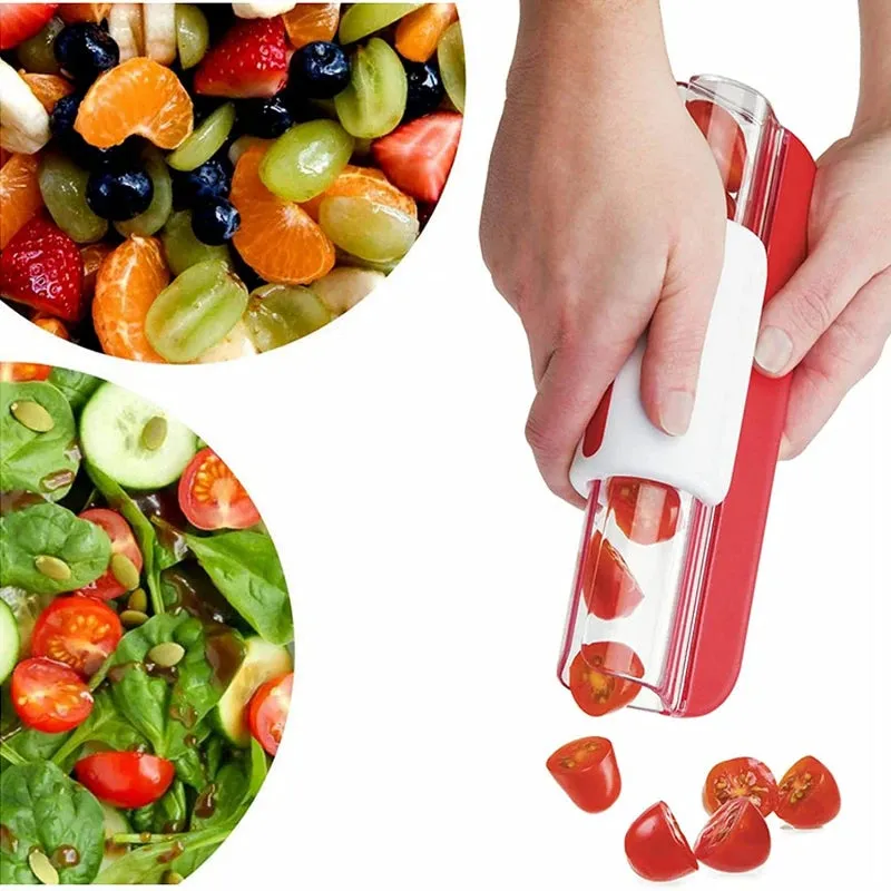 Manual Tomato Grape Cherry Slicer Short Eyecatching Fruit Vegetable Salad Tool Kitchen Gadget Progressive Zip Slicer