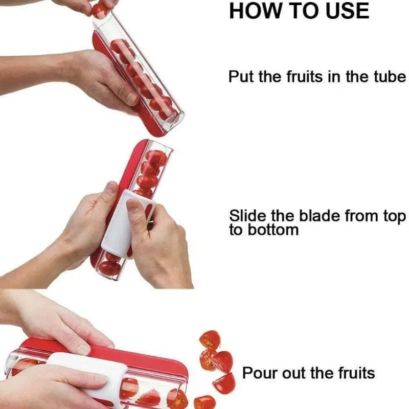 Manual Tomato Grape Cherry Slicer Short Eyecatching Fruit Vegetable Salad Tool Kitchen Gadget Progressive Zip Slicer