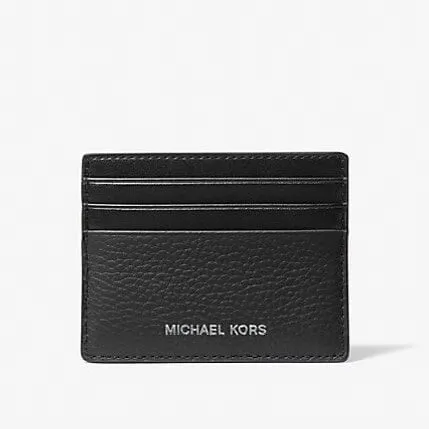 Michael Kors Hudson Pebbled Leather Business Card Holder, Black