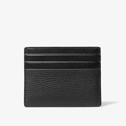 Michael Kors Hudson Pebbled Leather Business Card Holder, Black