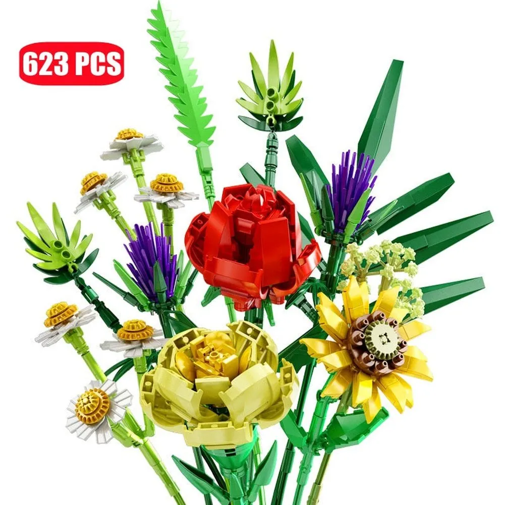 MOC  Compatible  Flower 10289 Bird of Paradise Bouquet Rose Building Block Bricks Toy DIY Potted Illustration Holiday Girlfriend