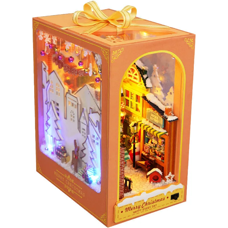 New Handmade DIY House Model Toy Creative Bookend Christmas Gift