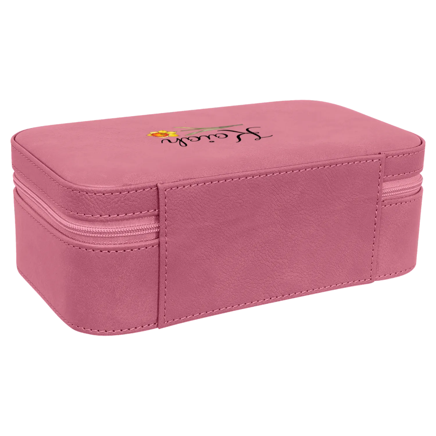 Personalized Birth Flower Jewelry Box  Custom Travel Organizer