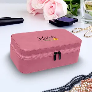 Personalized Birth Flower Jewelry Box  Custom Travel Organizer