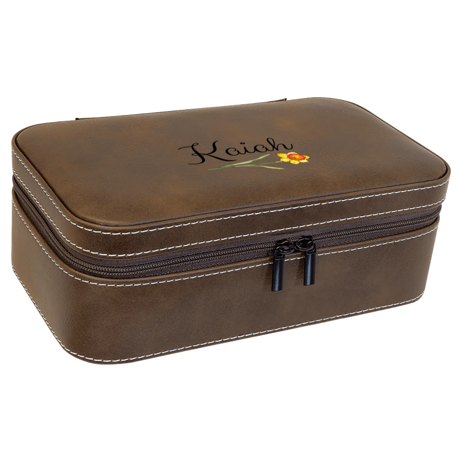Personalized Birth Flower Jewelry Box  Custom Travel Organizer