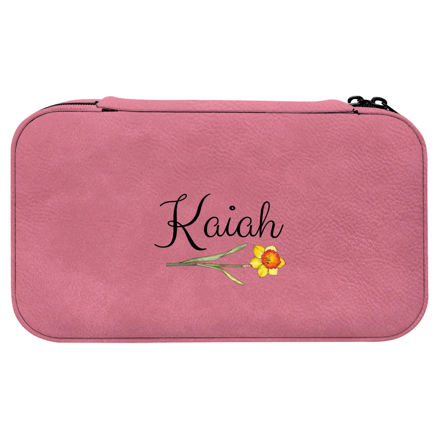 Personalized Birth Flower Jewelry Box  Custom Travel Organizer