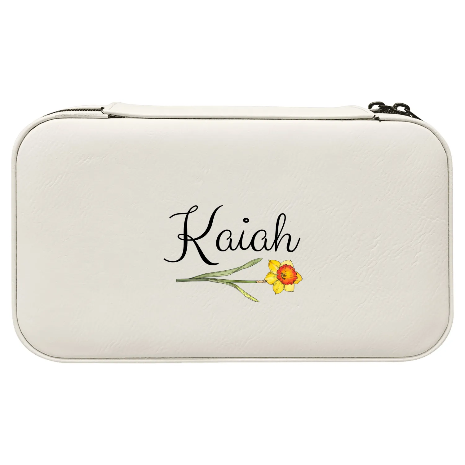 Personalized Birth Flower Jewelry Box  Custom Travel Organizer