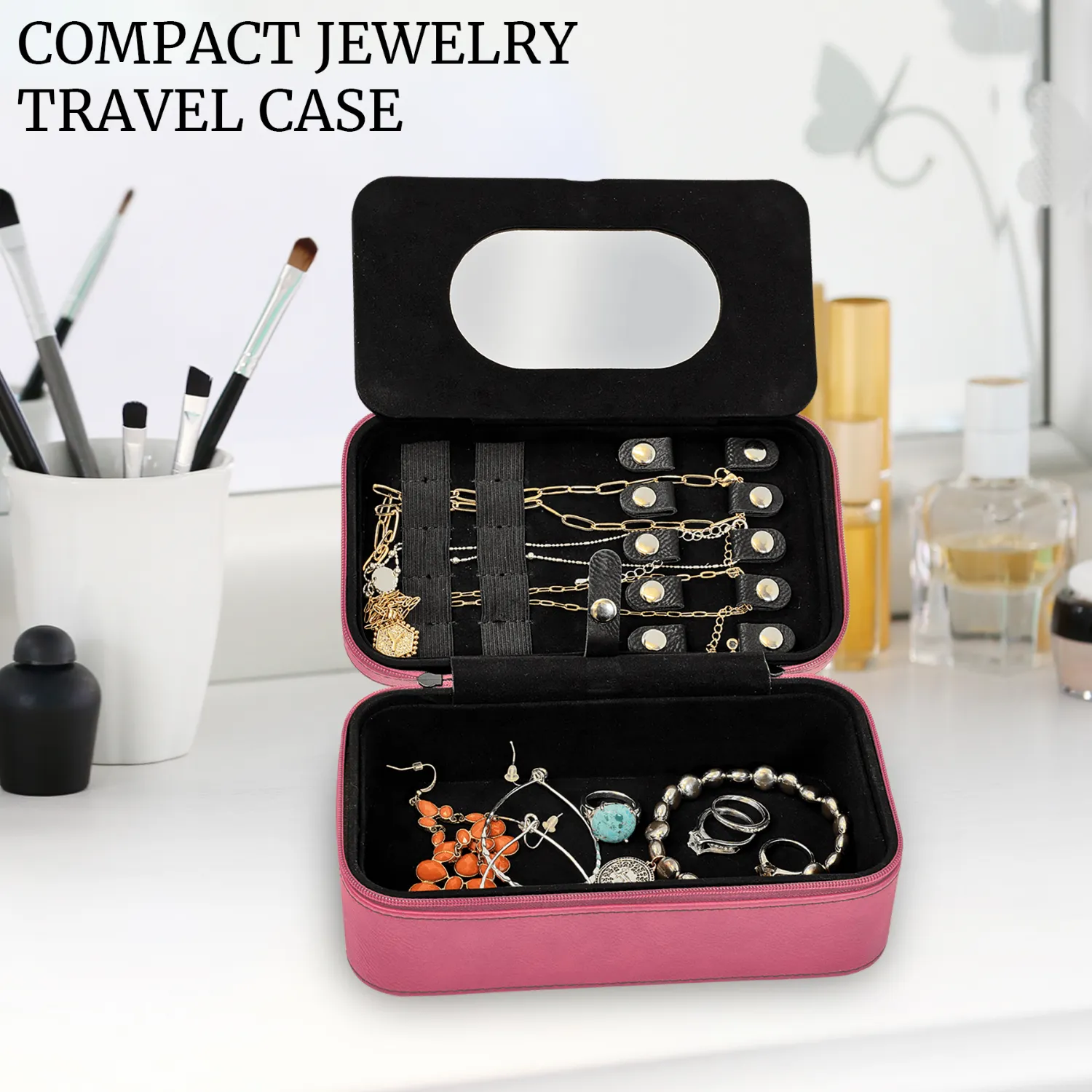 Personalized Birth Flower Jewelry Box  Custom Travel Organizer