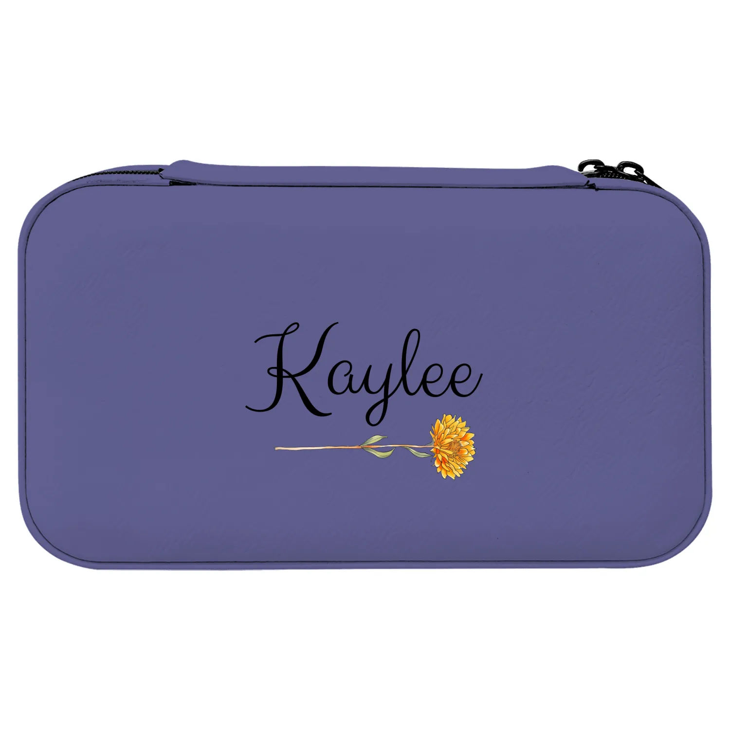 Personalized Birth Flower Jewelry Box  Custom Travel Organizer