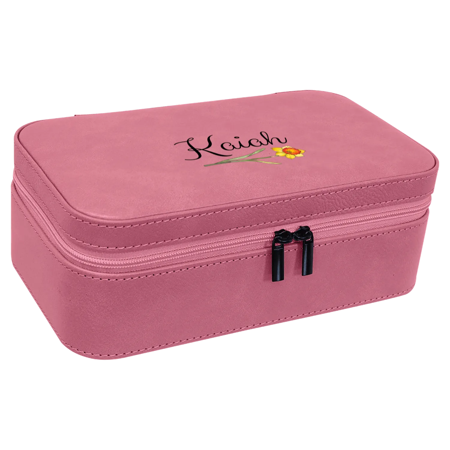 Personalized Birth Flower Jewelry Box  Custom Travel Organizer