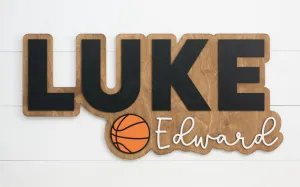 Sugar   Maple Personalized Bubble Wood Sign | Basketball