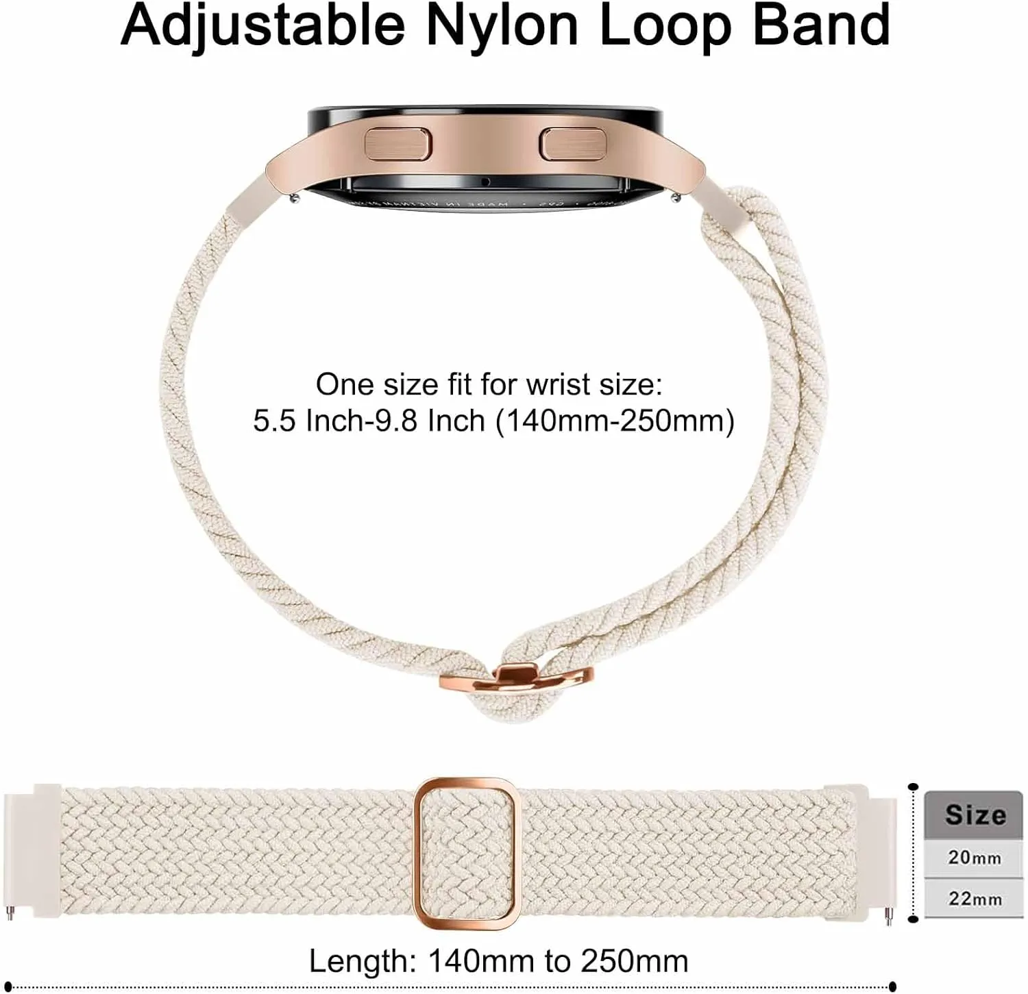 Tobfit Quick Release Watch Band for Men and Women, 20mm 22m Watch Strap Braided Nylon Elastic Stretchy Adjustable Loop Replacement Wristbands for Smartwatch