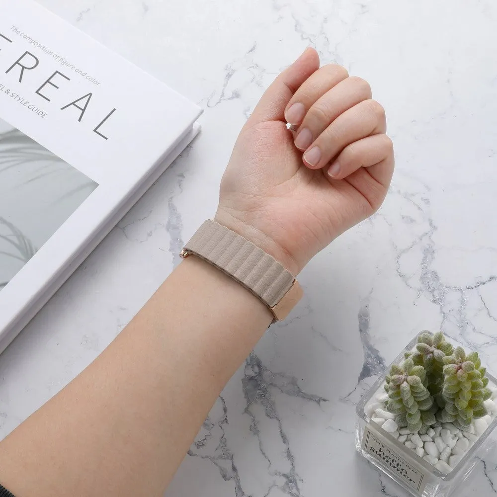 Universal Smartwatch Rem 20mm Magnetisk Litchi Læder - Brun / Rose Gold
